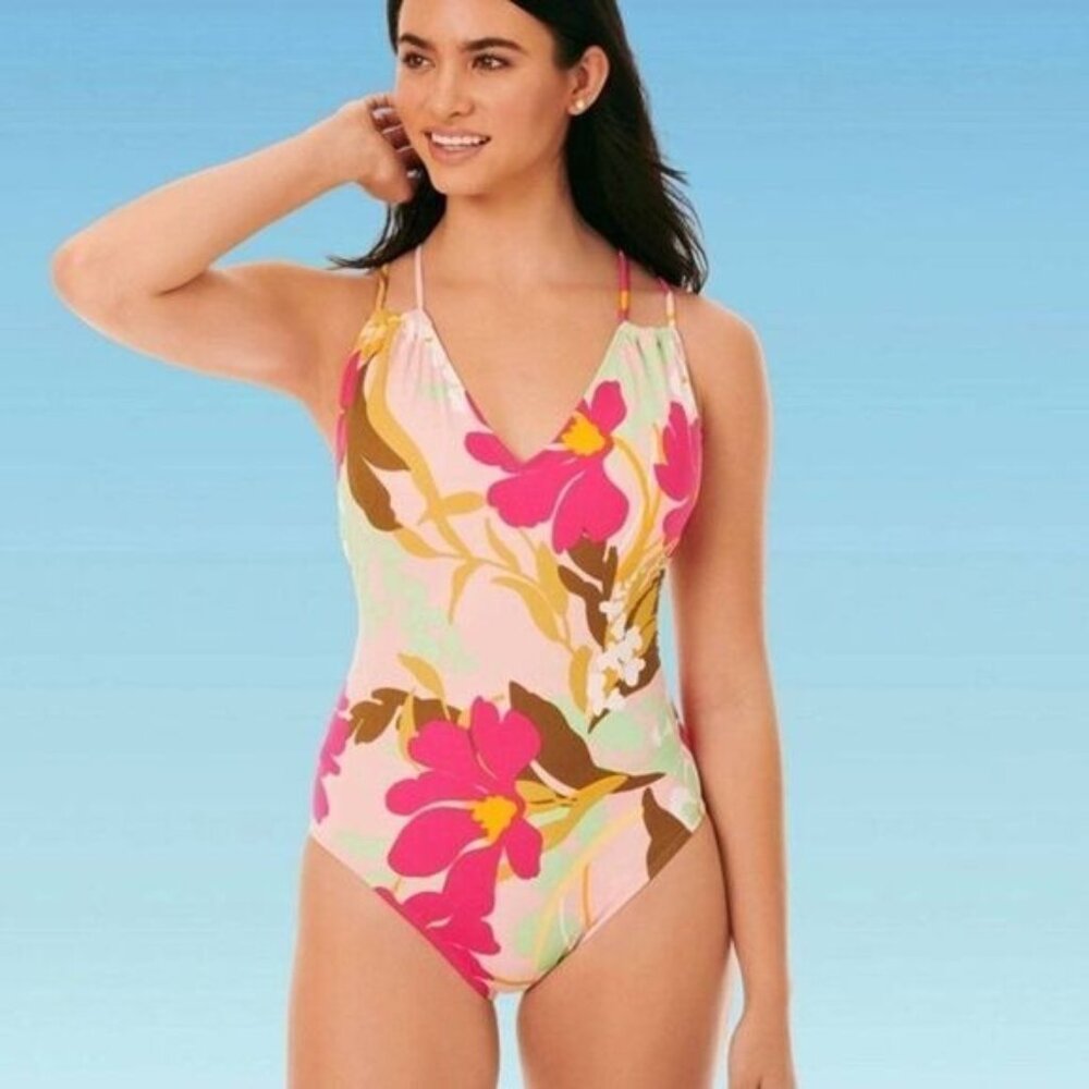 Beach Betty by Miracle Brands Slimming Control Tie Back Strap One Piece swimsuit